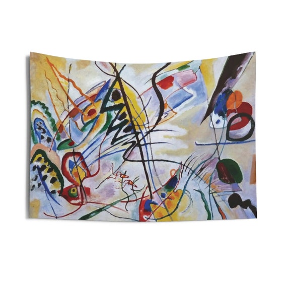 Violet Wedge, Indoor Wall Tapestry, Vintage Abstract Painting, Wassily Kandinsky, 1919, Wall Decor, Room Decor