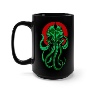 Cthulhu 15oz Black Ceramic Mug, Inspired By H.P. Lovecraft&#39;s Mythos