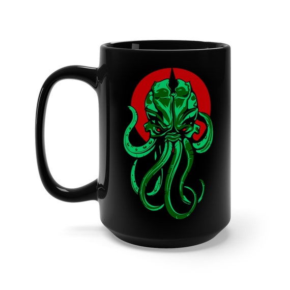 Cthulhu 15oz Black Ceramic Mug, Inspired By H.P. Lovecraft's Mythos