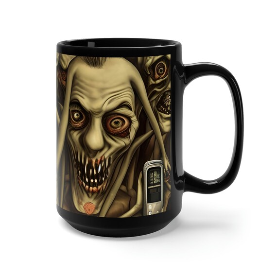 Surreal Horror #4, Large Black Ceramic Mug, Scary, Creepy