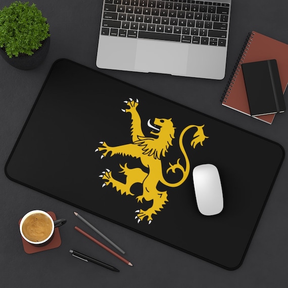 Gold Scottish Lion Rampant On A Black Field Desk Mat