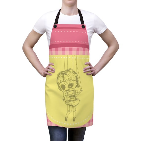 Creepy Doll, Cookout Apron, Vintage Inspired Burlesque Show Marionette Puppet