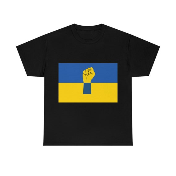 Flag Of Ukraine with Resistance Fist, 100% Cotton T-shirt, Stand With Ukraine, Ukrainian Pride