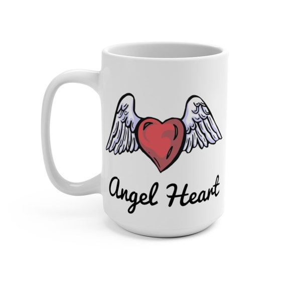 Angel Heart, White 15oz Ceramic Mug, Valentine's Day Gift, Birthday, Anniversary, Coffee, Tea