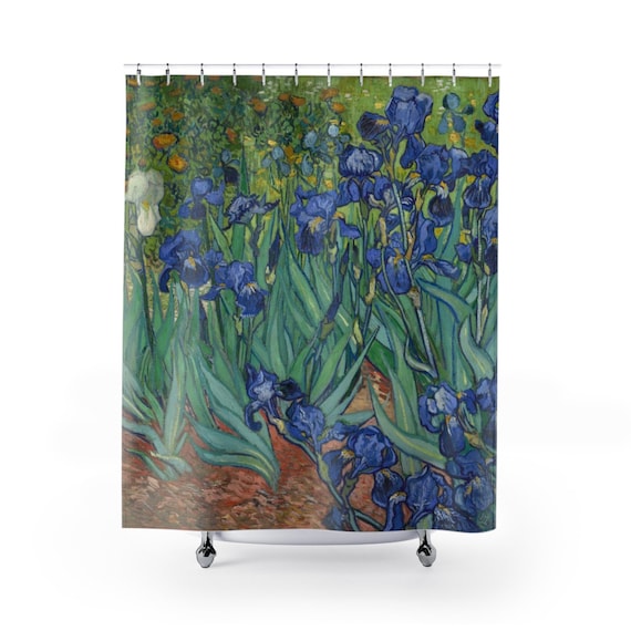 Irises, Polyester Shower Curtain, Vintage Painting, Van Gogh 1890