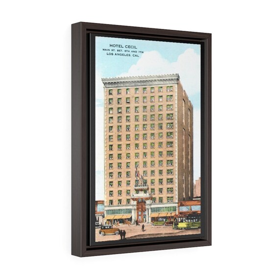 Horror Hotel Cecil, 12"x18" Framed Canvas Print, From An Antique Postcard Circa 1927, Americana