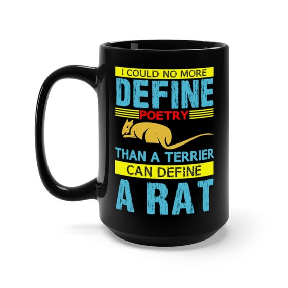 I Could No More Define Poetry Large Black Ceramic Mug, Alfred Edward Housman Quote, Coffee, Tea