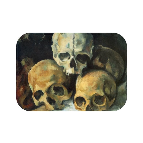 Pyramid Of Skulls, Anti-Slip Mat, Bath, Kitchen, Workshop, Vintage Painting, Cezanne, 1900