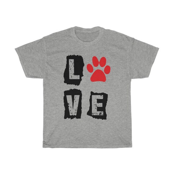 Love Paw Print 100% Cotton T-shirt, Dog Lover, Cat Lover, Animal Lover