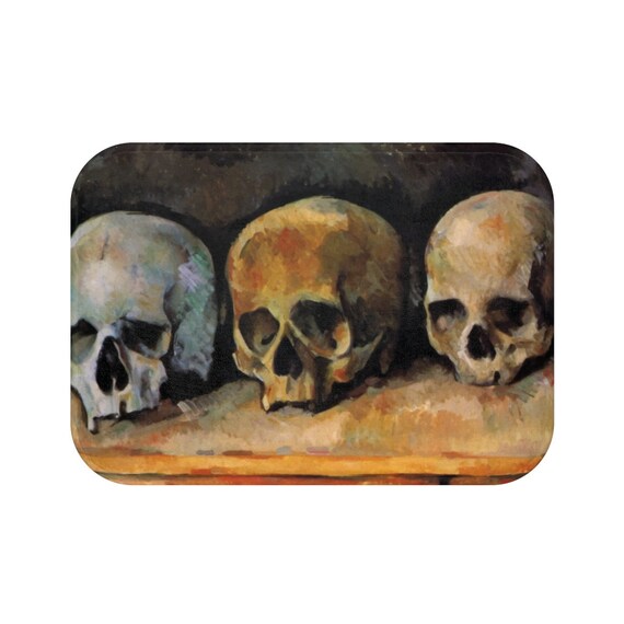 Three Skulls, Anti-Slip Mat, Bath, Kitchen, Workshop, Vintage Painting, Cezanne, 1900