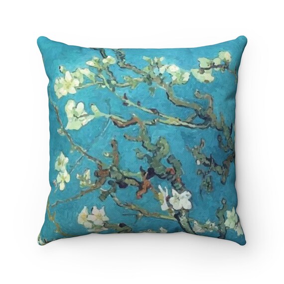 Almond Blossoms, Spun Polyester Square Pillow, Vintage Painting, Van Gogh 1890