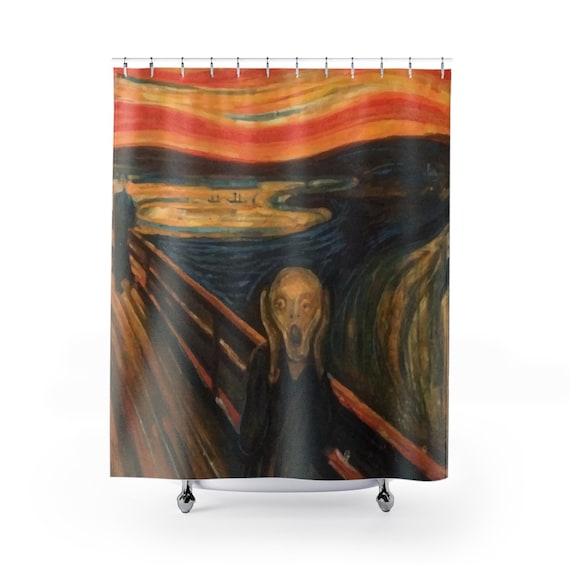 The Scream, Polyester Shower Curtain, Vintage, Antique Painting, Edvard Munch, 1893