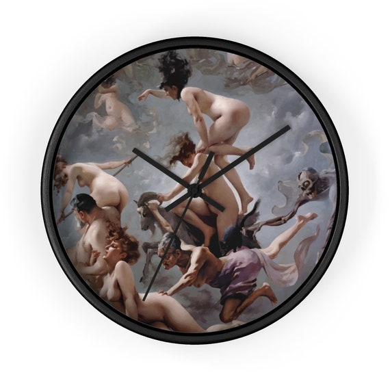 Witches Going To Their Sabbath, 10" Wall Clock, Vintage Painting, Luis Ricardo Falero, 1878