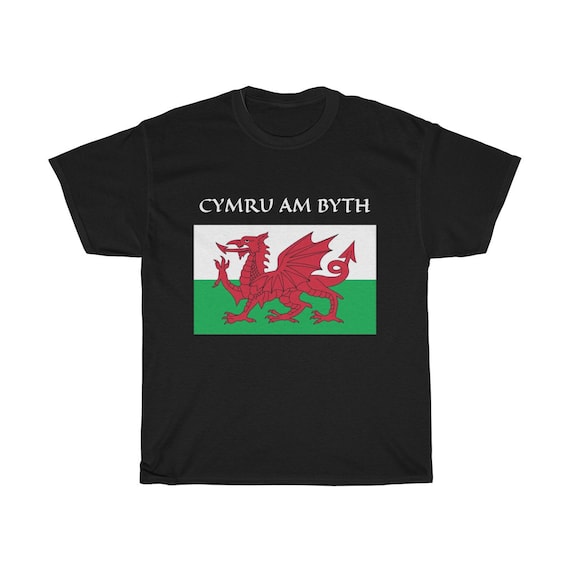 Cymru Am Byth, Unisex Heavy Cotton T-shirt, 8 Colors, Red Dragon, Flag Of Wales, Welsh Motto, Welsh Pride