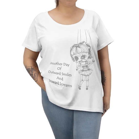 Creepy Doll, Women's Curvy Tee, Vintage Inspired Burlesque Show Marionette Puppet