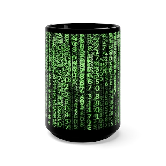 The Matrix Code Black 15oz Ceramic Mug, Inspired by the Matrix