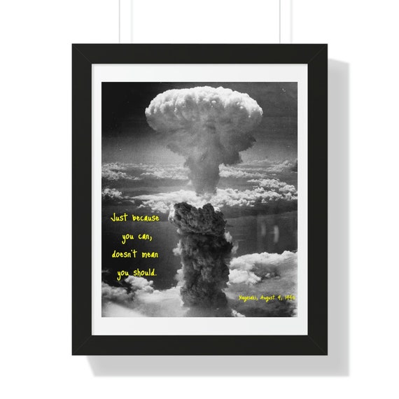 Just Because You Can Doesn't Mean You Should, 16"x20" Framed Poster, Historic Photograph, WWII,  Oppenheimer, Manhattan Project