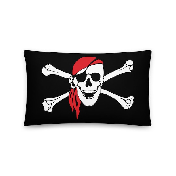 Skull & Crossbones, 20"x12" Throw Pillow, Pirate Flag, Jolly Roger