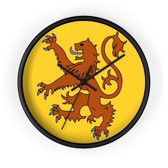 Lion Rampant of Scotland, 10" Black Wall Clock, Royal Banner of the Royal Arms of Scotland, Scottish Pride