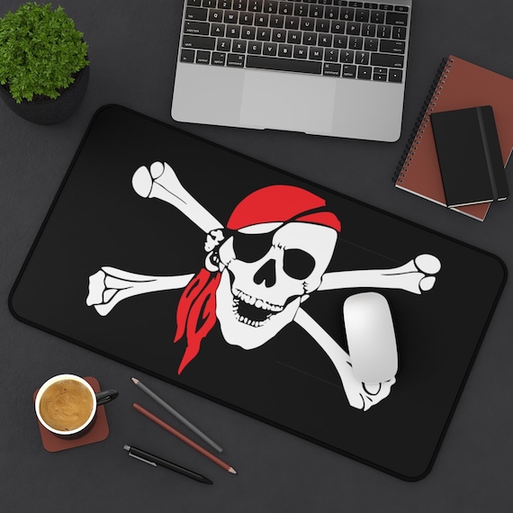 Skull & Crossbones Desk Mat, Pirate Flag, Jolly Roger