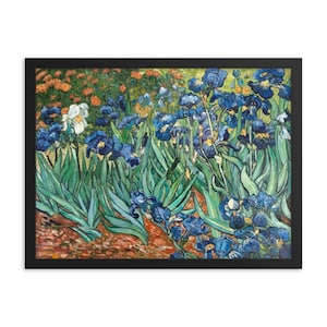 ゴッホの青いアイリスの白い花瓶の静物画アートプリント