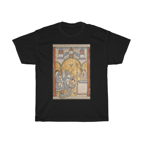 The Murder Of Thomas Becket, 100% Cotton T-shirt, From 12th Century Illuminated Manuscript, Saint Thomas of Canterbury, Christian Religion