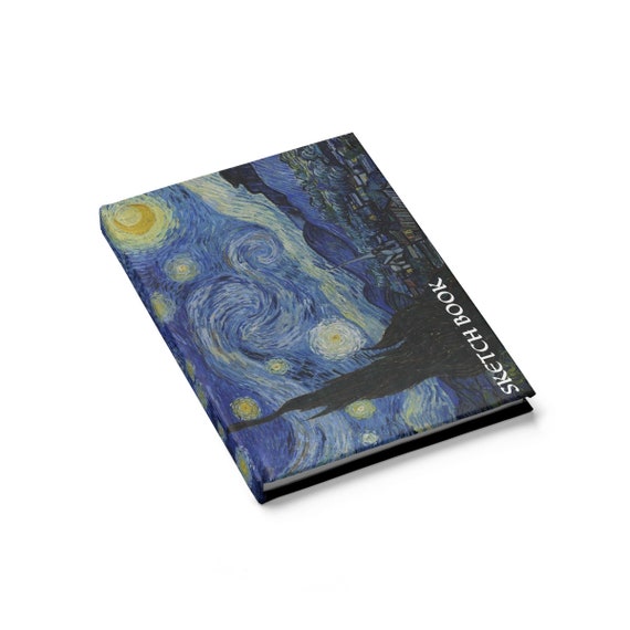 The Starry Night, Sketchbook, Hardcover Journal, Vintage Painting, Vincent Van Gogh, 1889, Notebook