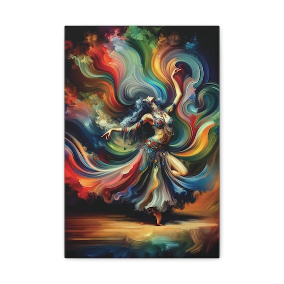 Rhapsody in Motion, Canvas Print, Belly Dancer, Rhythm & Spirit of Dance , Vivid Colors, Performance, Art, Artist, Joy, Creativity, Culture