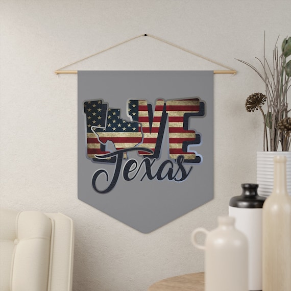 Love Texas 18"x21" Indoor Wall Pennant. Texan Pride, Patriotic, American Flag