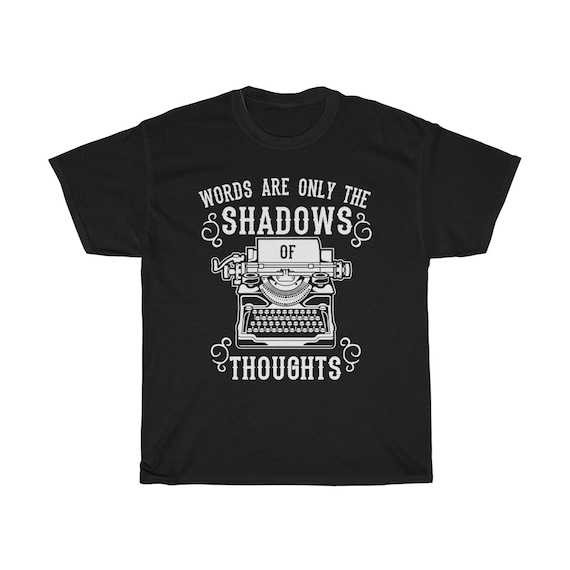 Shadows Of Thoughts - Unisex Heavy Cotton Tee With Vintage Inspired Image Of an Antique Typewriter. (Darker Colors)
