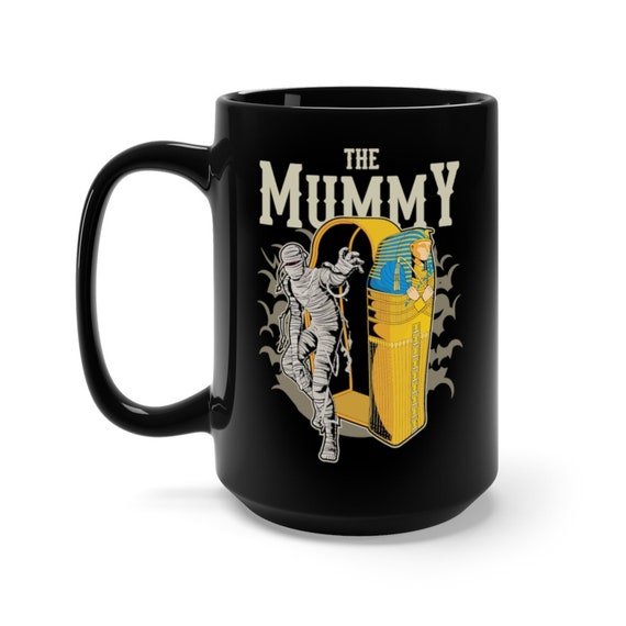 The Mummy, Black 15oz Ceramic Mug, Vintage Retro Style Design, Horror Movie, Pop Culture, Coffee, Tea