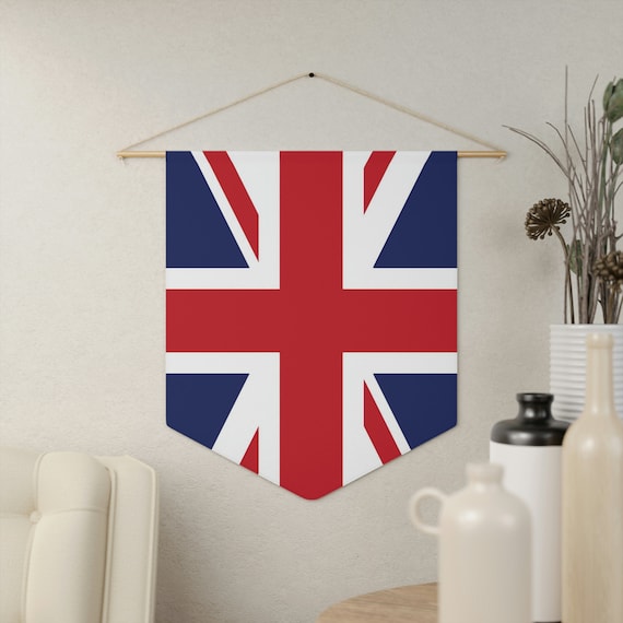 Flag of The United Kingdom, Vertical 18"x21" Indoor Wall Pennant, Union Jack, UK Flag, British Pride