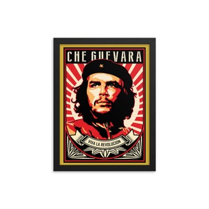Che Guevara Viva La Revolucion Framed Giclée Poster, Black Wood Frame, Acrylic Covering, Revolution, Leftist, Marxist, Socialist, Activism image 1