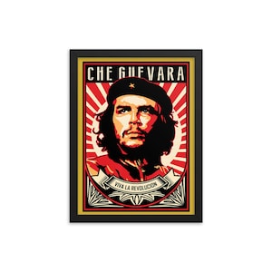 Che Guevara Viva La Revolucion Framed Giclée Poster, Black Wood Frame, Acrylic Covering, Revolution, Leftist, Marxist, Socialist, Activism