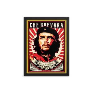 Che Guevara Viva La Revolucion Framed Giclée Poster, Black Wood Frame, Acrylic Covering, Revolution, Leftist, Marxist, Socialist, Activism image 1