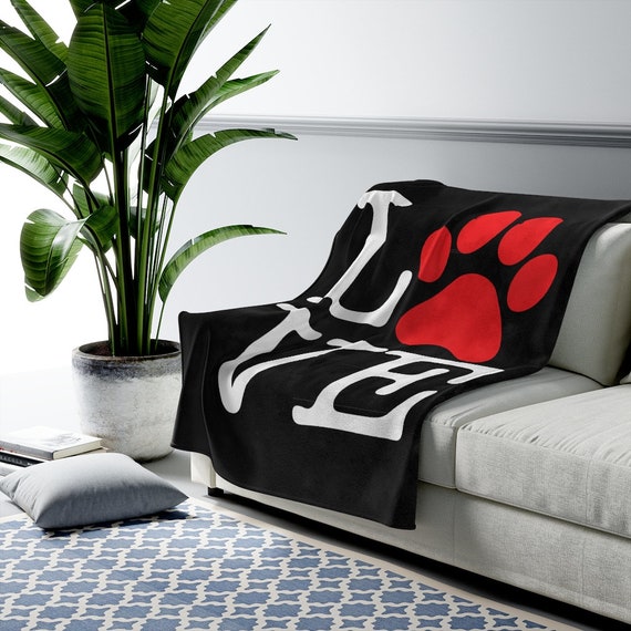 Love Paw Print Velveteen Blanket, I Love Dogs, I Heart Dogs, Dog Lover Gift