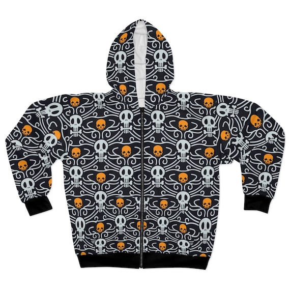 Day Of The Dead Hoodie, Vintage Inspired Traditional Pattern For Día De Muertos