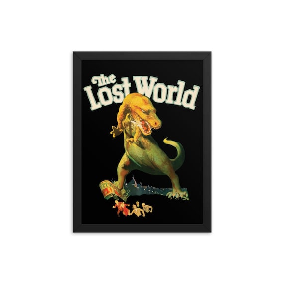 The Lost World, 12" x16" Framed Giclée Poster, Black Wood Frame, Acrylic Covering, Vintage 1925 Monster Movie Poster, Wall Decor