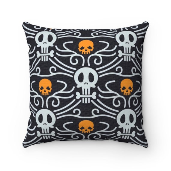 Day Of The Dead Square Pillow, Vintage Inspired Traditional Pattern For Día De Muertos