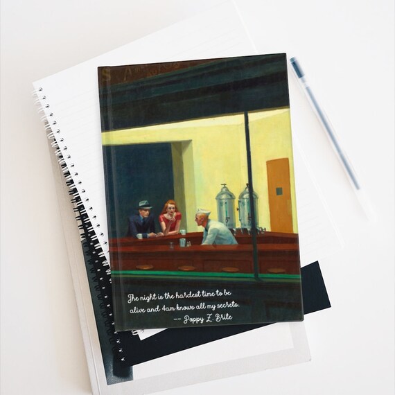 Nighthawks Hardcover Ruled Line Journal, Edward Hopper, Poppy Z Brite Quote, Night Owls, Insomniacs, Diner, Americana