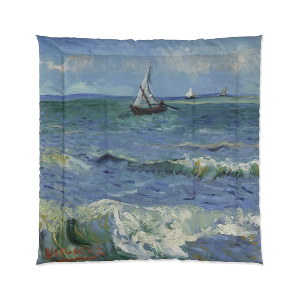 Seascape near Les Saintes-Maries-de-la-Mer, Queen or King Comforter, Vincent Van Gogh