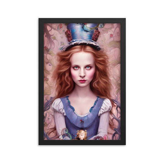 Alice As The Mad Hatter, 12"x18" Framed Giclée Poster, Black Wood Frame, Acrylic Cover, Alice In Wonderland