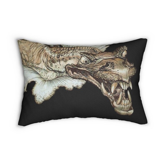 Leviathan Lumbar Pillow, Arthur Rackham, Sea Dragon, Sea Monster, Sea Serpent