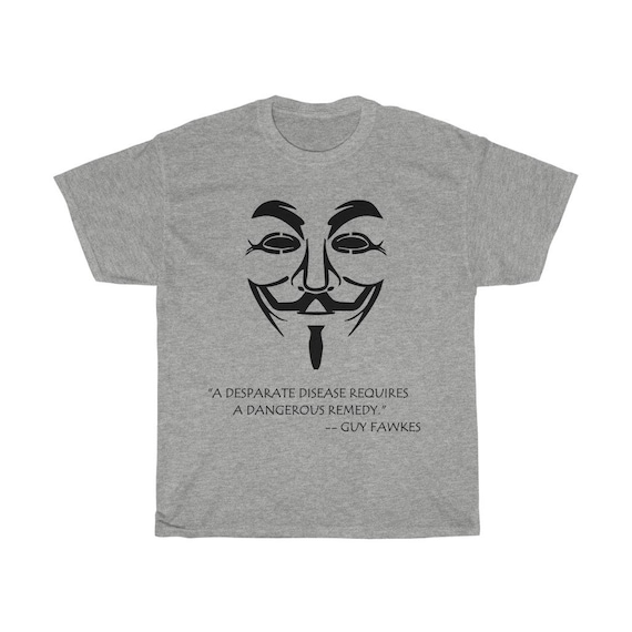 Guy Fawkes, Unisex Heavy Cotton T-Shirt, Lighter Colors, Inspired From V For Vendetta Movie, Activism