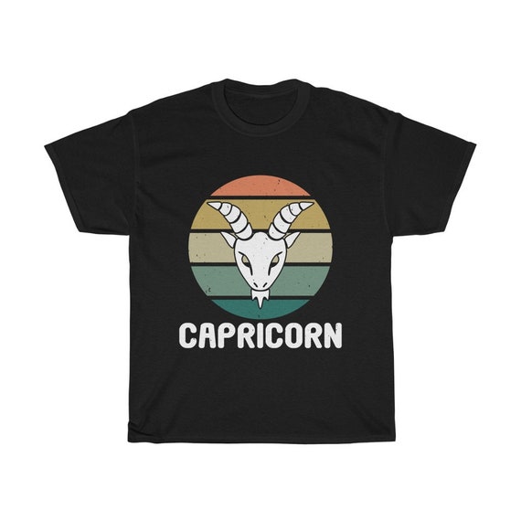 Capricorn, 100% Cotton T-shirt, Horned Goat's Head, Retro Vintage Style, Zodiac Sign, Astrology Gift