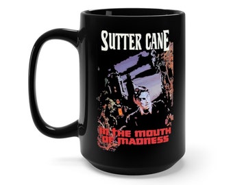 In The Mouth Of Madness, Black 15oz Ceramic Mug, Inspired from Fictional Sutter Cane Cosmic Horror Novel, Lovecraft, Coffee, Tea