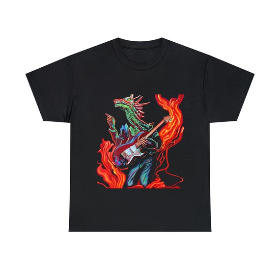 Dragon Guitarist, 100% Cotton T-shirt, Classic Rock Album Style, Retro, Vintage