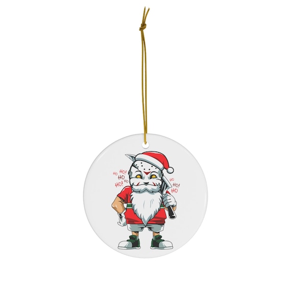 Serial Killer Santa, Round Christmas Ceramic Ornament, Santa Claus, Christmas, Xmas, Fun, Quirky, Humorous