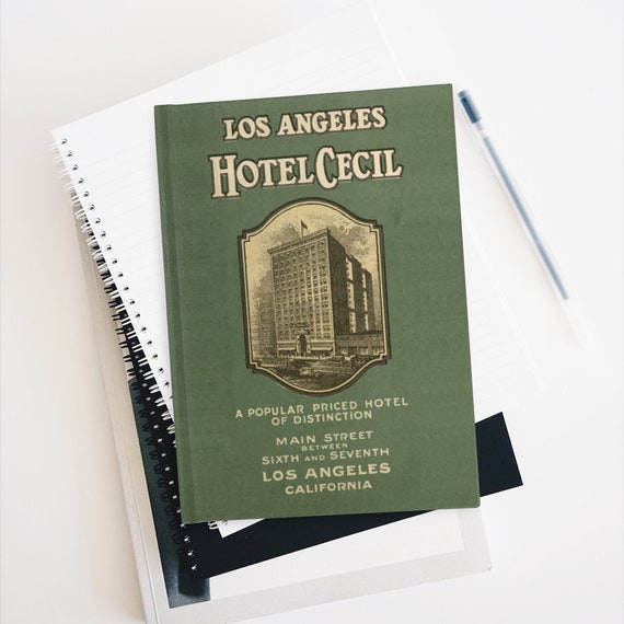 Hotel Cecil Hardcover Ruled Line Journal, True Crime, Antique Brochure Circa 1927, Americana