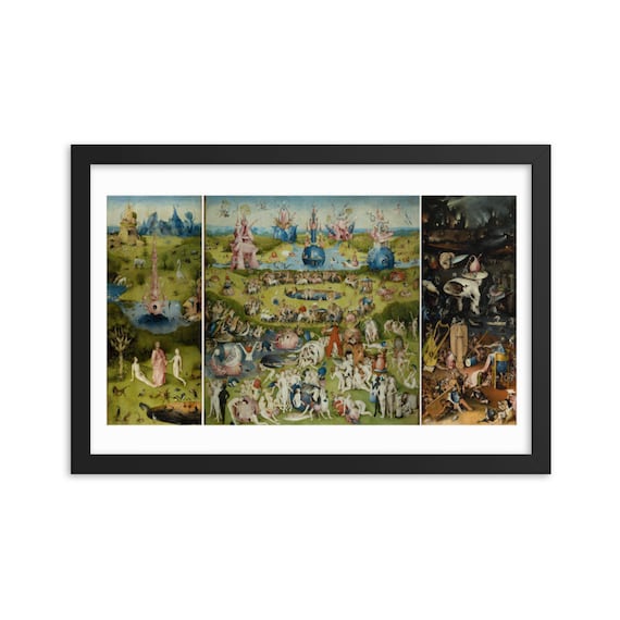 Garden Of Earthly Delights, 18"x12" Framed Giclée Poster, Black Wood Frame, Acrylic Covering, Hieronymus Bosch